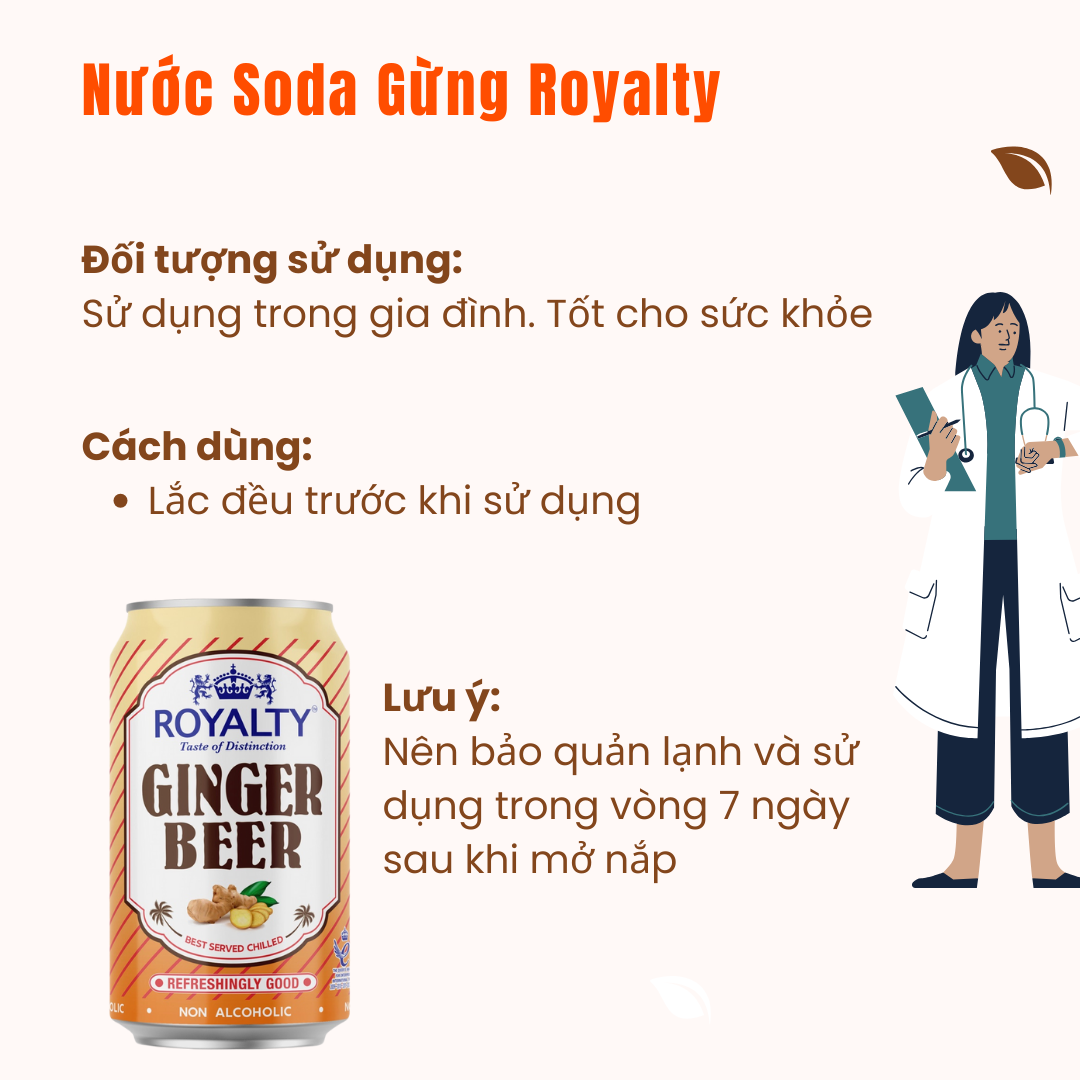 Nước Soda Gừng Phù Hợp Ăn Kiêng Giữ Ấm Cơ Thể Nhập Khẩu Anh Quốc ROYALTY GINGER 330ml