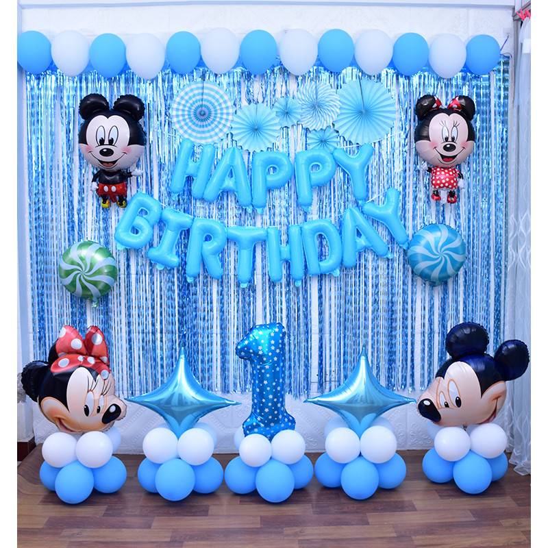 Set Bóng Trang Trí Sinh Nhật Cho Bé Tuổi Chuột Chủ Đề Mickey 