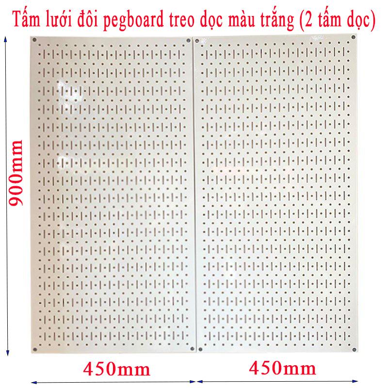 Tấm lưới đôi pegboard treo dọc màu trắng