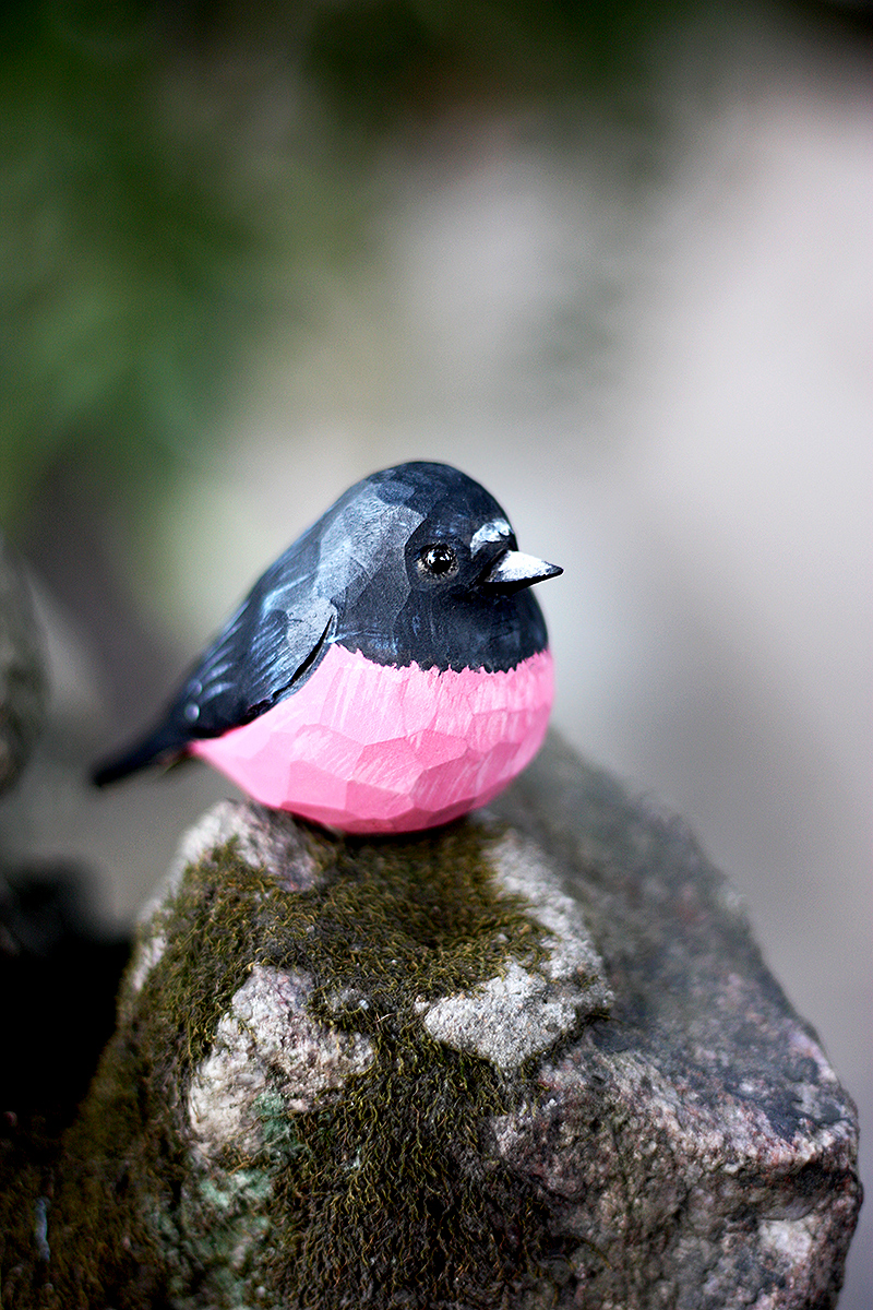 Tượng Chim Gỗ Pink Robin