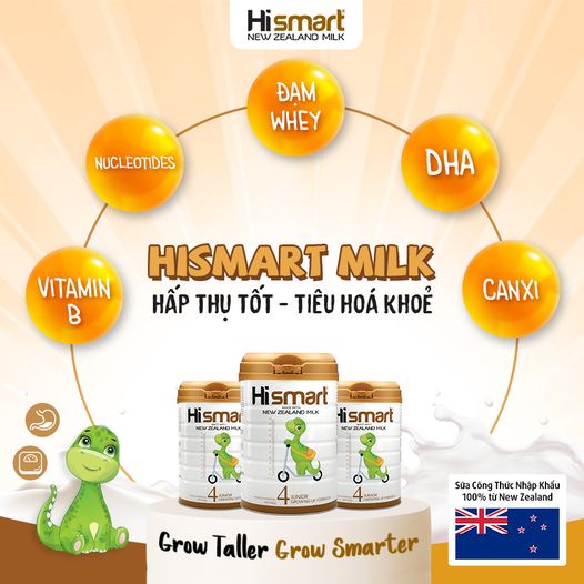 [DATE 1.2023] Combo 2 hộp bột Hismart số 3_Cho bé từ 12-24 tháng tuổi - xuất xứ 100% New Zeland - 800g
