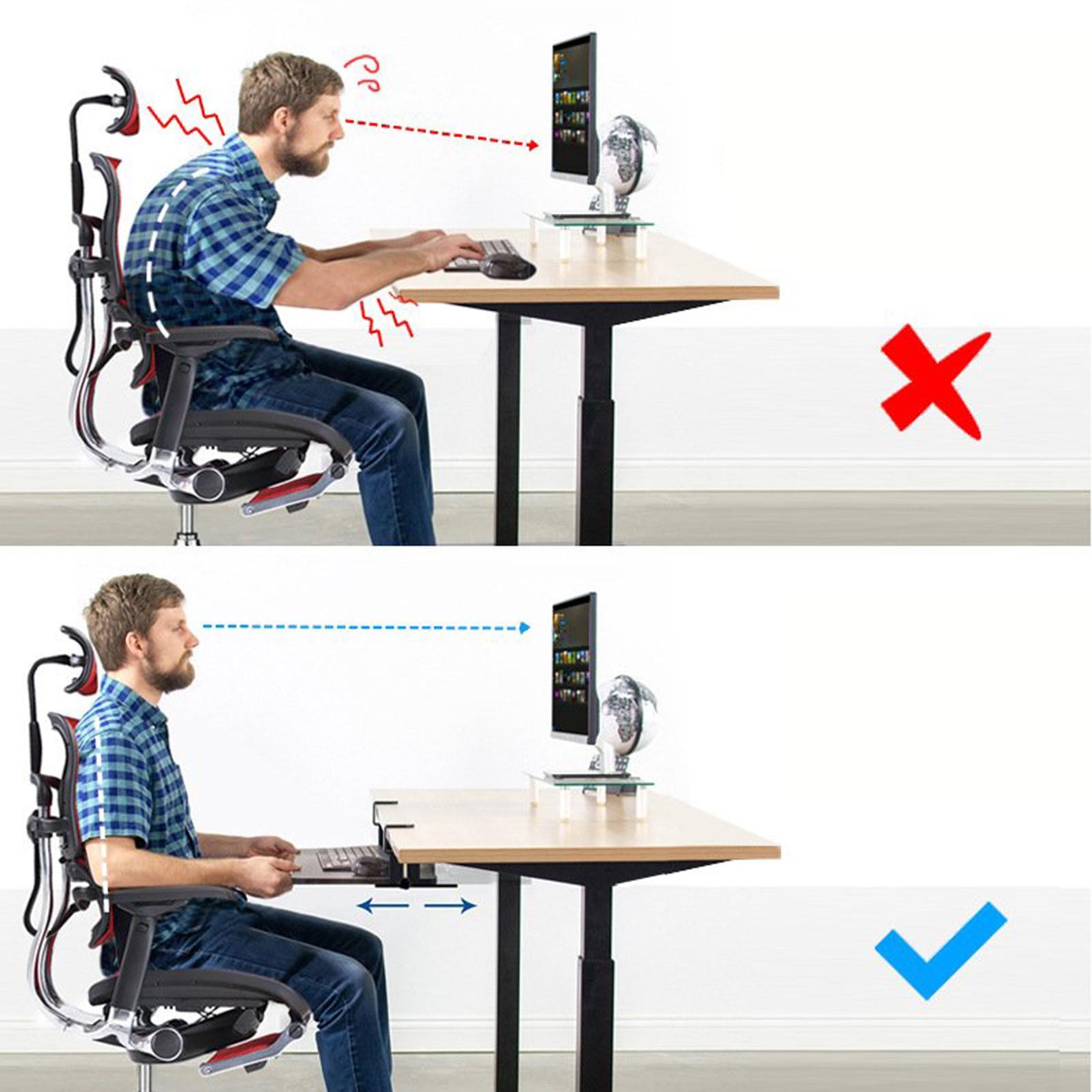 Adjustable Keyboard Tray Under Desk Support for Mouse Computer Desk Typing