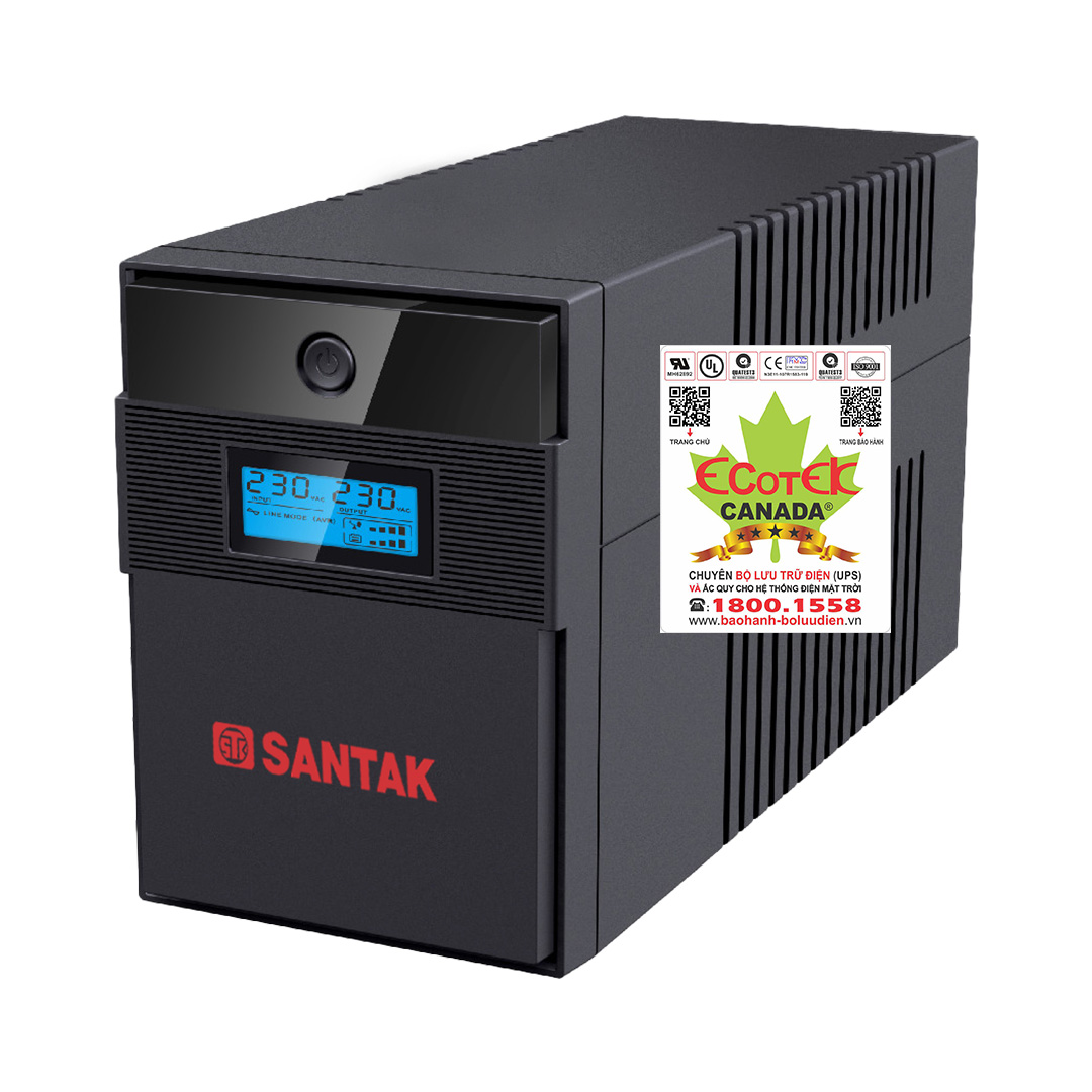 Bộ Lưu Điện UPS SANTAK BLAZER2200 PRO 2200VA 1200W - Hàng Chính Hãng - Chuyên dụng cho thiết bị mạng, thiết bị an ninh, giám sát và thiết bị Y tế xét nghiệm, BẢO HÀNH 3 NĂM TẠI CHỖ