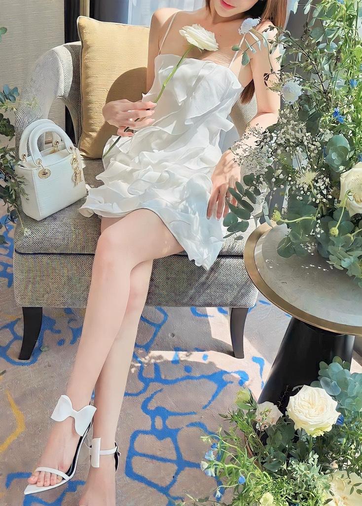 Đầm xòe 2 dây bèo tầng