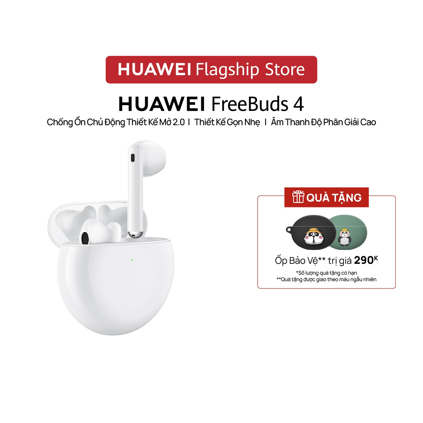 Tai Nghe Bluetooth HUAWEI FreeBuds 4 | Chống Ồn Chủ Động Thiết Kế Mở 2.0 | Thiết Kế Gọn Nhẹ | Âm Thanh Độ Phân Giải Cao | Hàng Chính Hãng