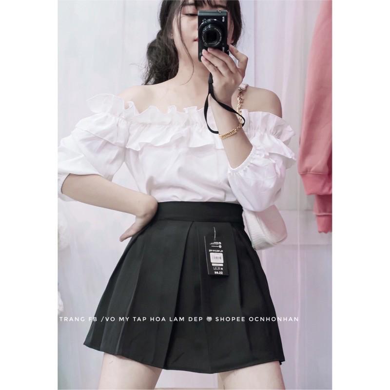Set áo bẹt vai chân váy xoè
