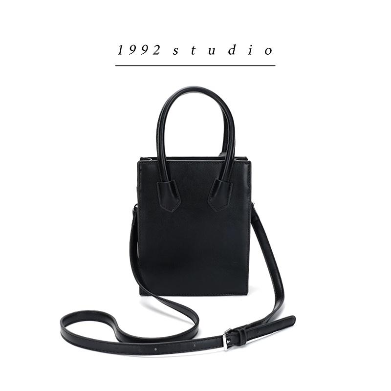 Túi xách nữ 1992 s t u d i o/ KAREN BAG/ màu đen quai xách da vân nổi sành điệu có dây đeo chéo