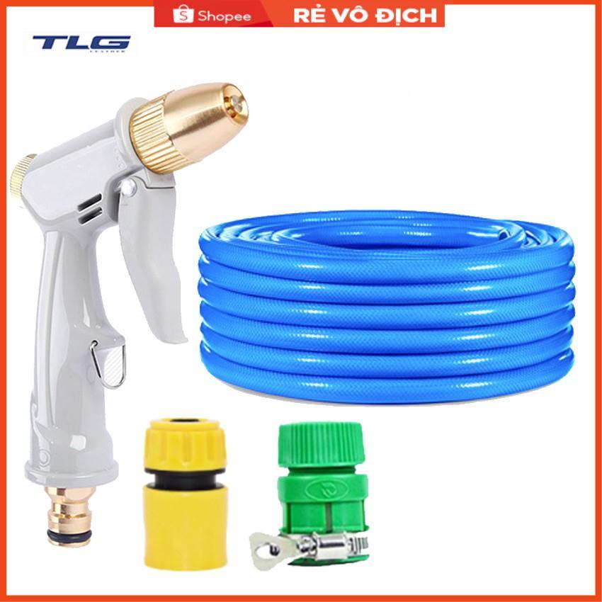 Bộ dây vòi xịt nước rửa xe, tưới cây tăng áp 3 lần, loại 3-5m (cút nhựa nối nhựa xanh) 206846