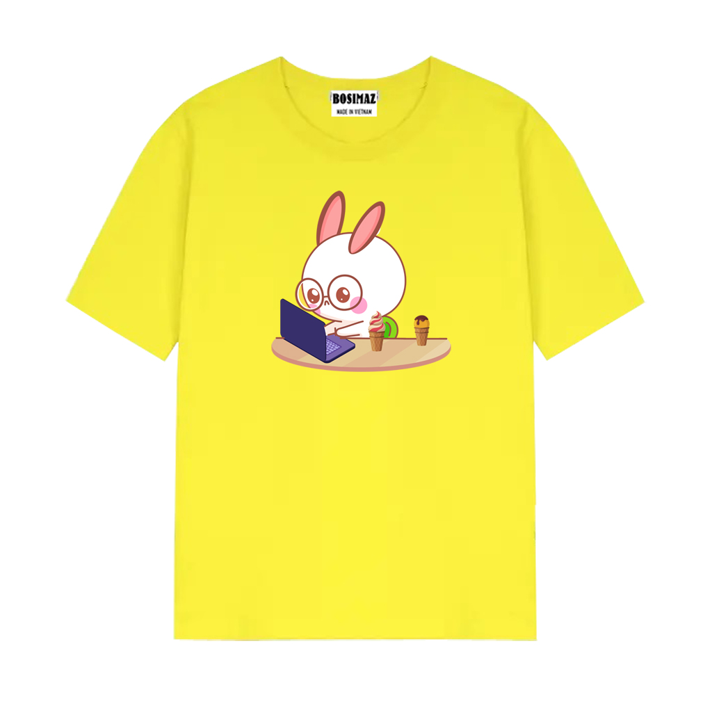 Áo thun Unisex Bosimaz TS013 cổ tròn tay lỡ phom rộng in hình thỏ, thun contton 100%, vải đẹp dày, thoáng mát không xù lông.