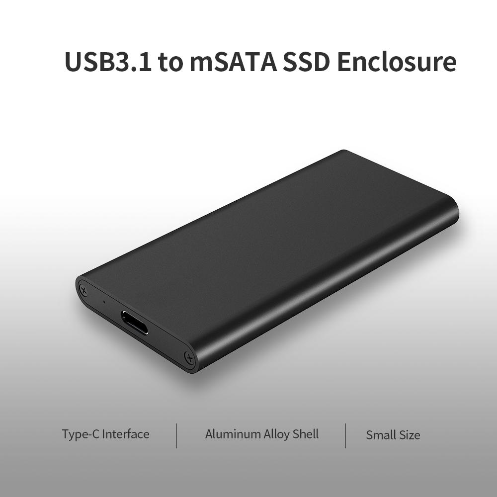 Ổ cứng di động SSD Type-C qua mSATA, Tốc độ cao USB 3.1 mSATA - Xám bạc