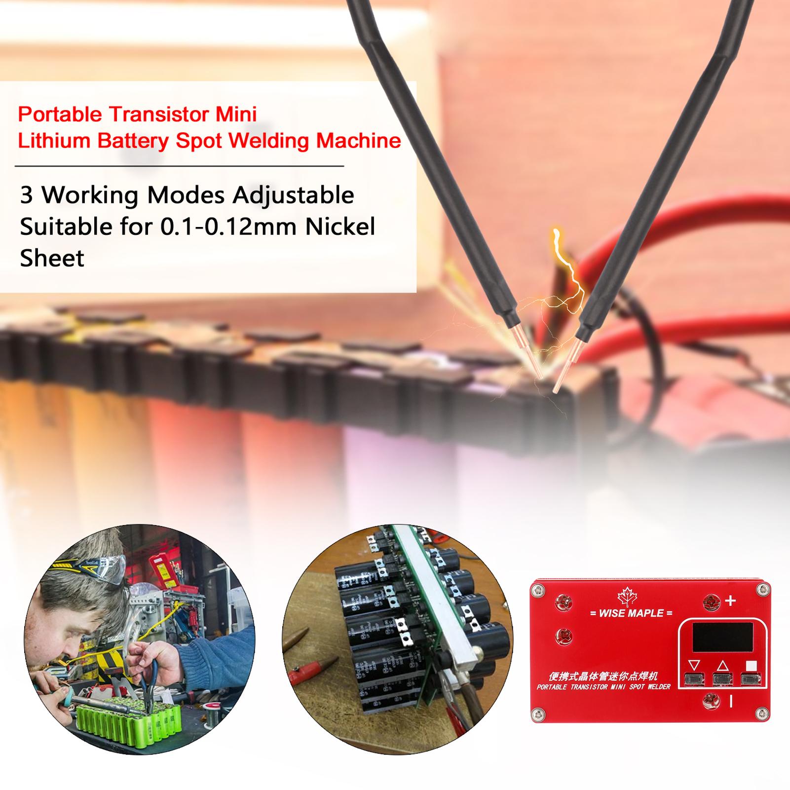 Portable Transistor Mini Lithium Battery Spot Welding Machine 3 Working Modes Adjustable Suitable for 0.1-0.12mm Nickel
