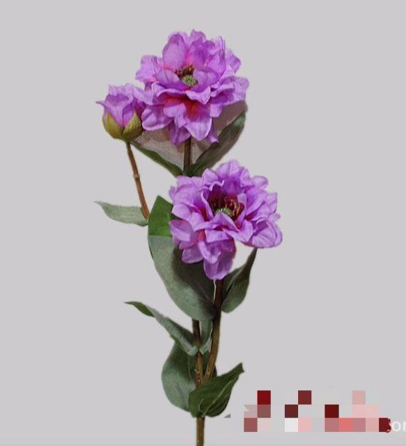 Hoa giả hoa lua cành hoa Thuợc dược mau tim 2 bông 1 nụ