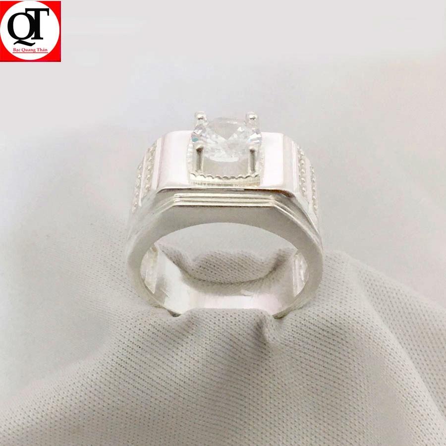 Nhẫn nam bản nhỏ ổ cao phong cách Hàn Quốc chất liệu bạc ta trang sức Bạc Quang Thản - QTNA61