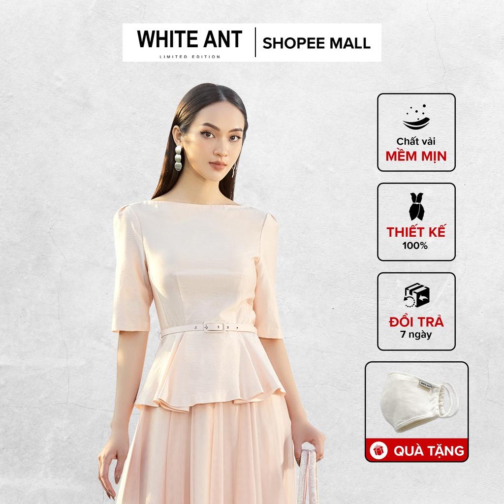 Áo Peplum Nữ WHITE ANT DORIS BOAT NECK SHIRT Thiết Kế Xếp Nếp Ở Eo, Chất Liệu Vải Tencel Mặt Sứ Mềm Mại 170300128