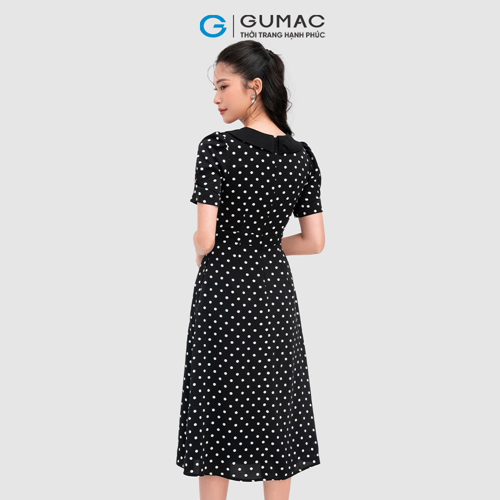 Đầm bi phối bâu cổ thời trang GUMAC DC12066