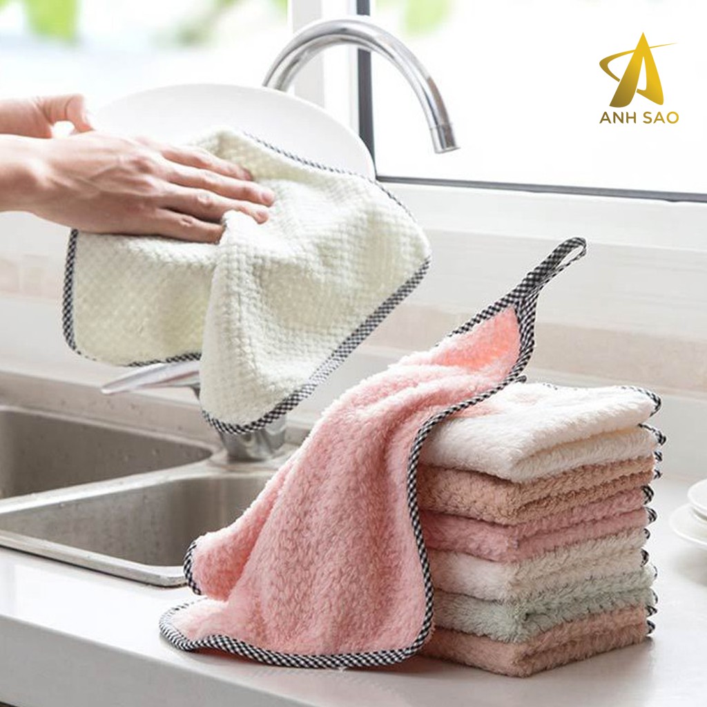 Khăn lau tay nhà bếp MẪU VUÔNG có quai treo rất mềm dùng lau chén bát, bếp, bồn rửa