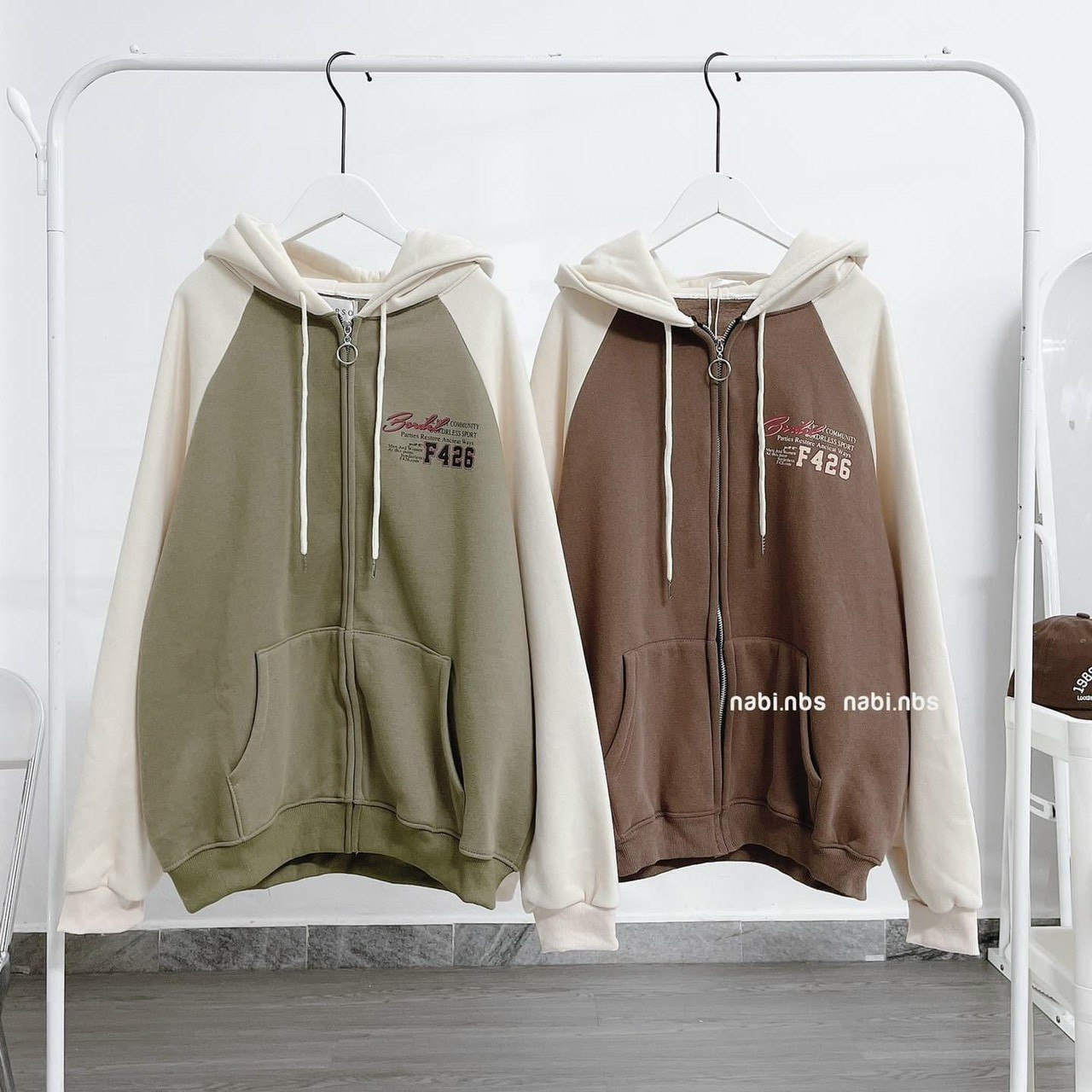 [ sẵn] Áo Khoác Nỉ Form Rộng F426 ullzang unisex [ nam nữ mặc ], áo khoác nỉ phối màu tay ráp lắng Jacket chất đẹp from to rộng mũ 2 lớp Unisex