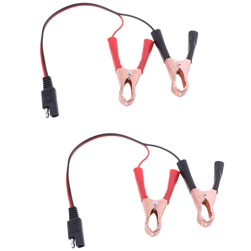 2x 10INCH SAE to Alligator Clip Harness Solar Battery Quick Connect Assembly