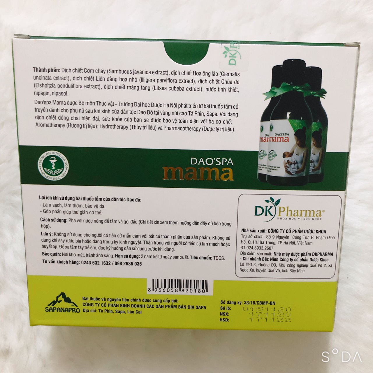 Nước tắm thảo dược cho Mẹ sau sinh Dao'Spa Mama (hộp 3 chai)