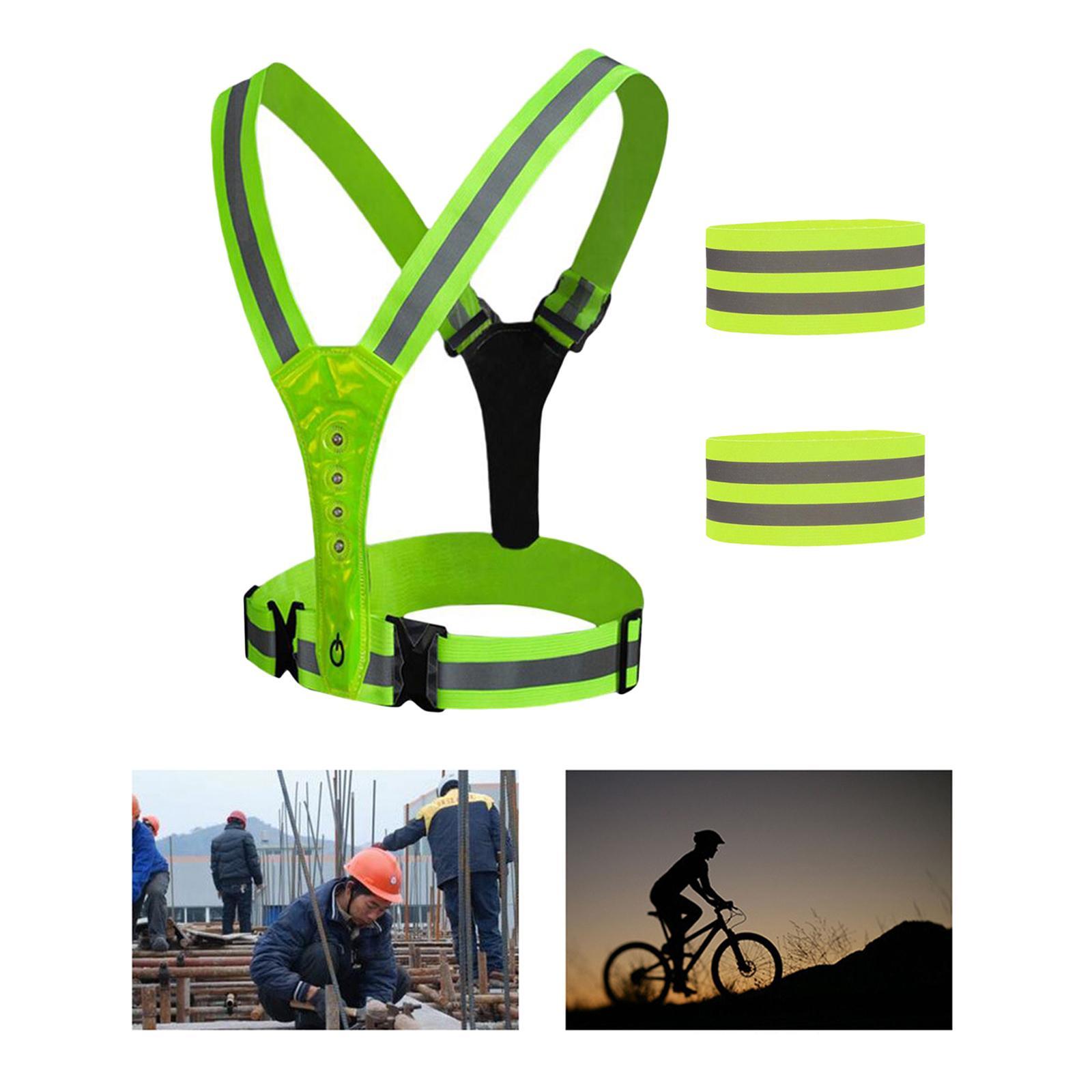 Reflective Vest Running Gear, Running Lights for Runners, USB Rechargeable Adjustable Safety Vest for Men Women, LED Light Up Vest