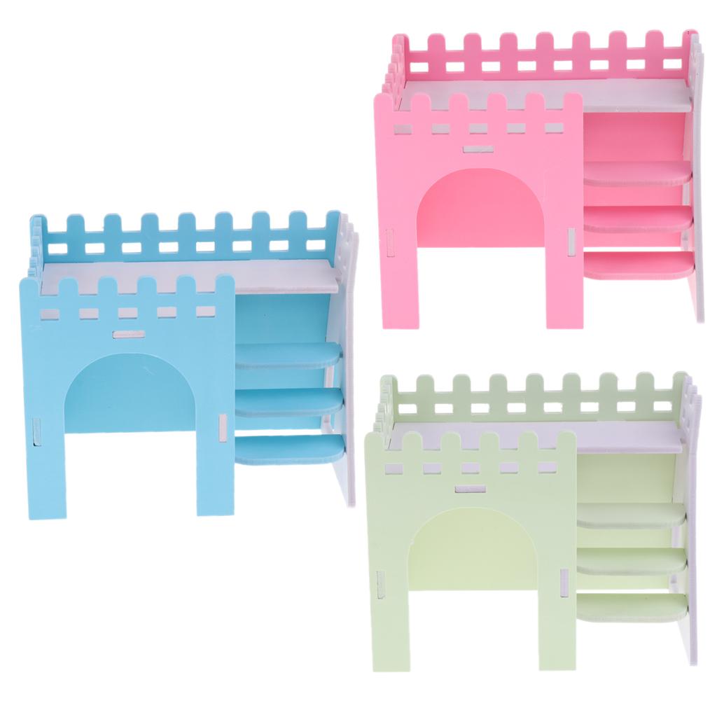 Hamster Guinea Pig House Hideout Playground Exercise Toy With Ladder Pink
