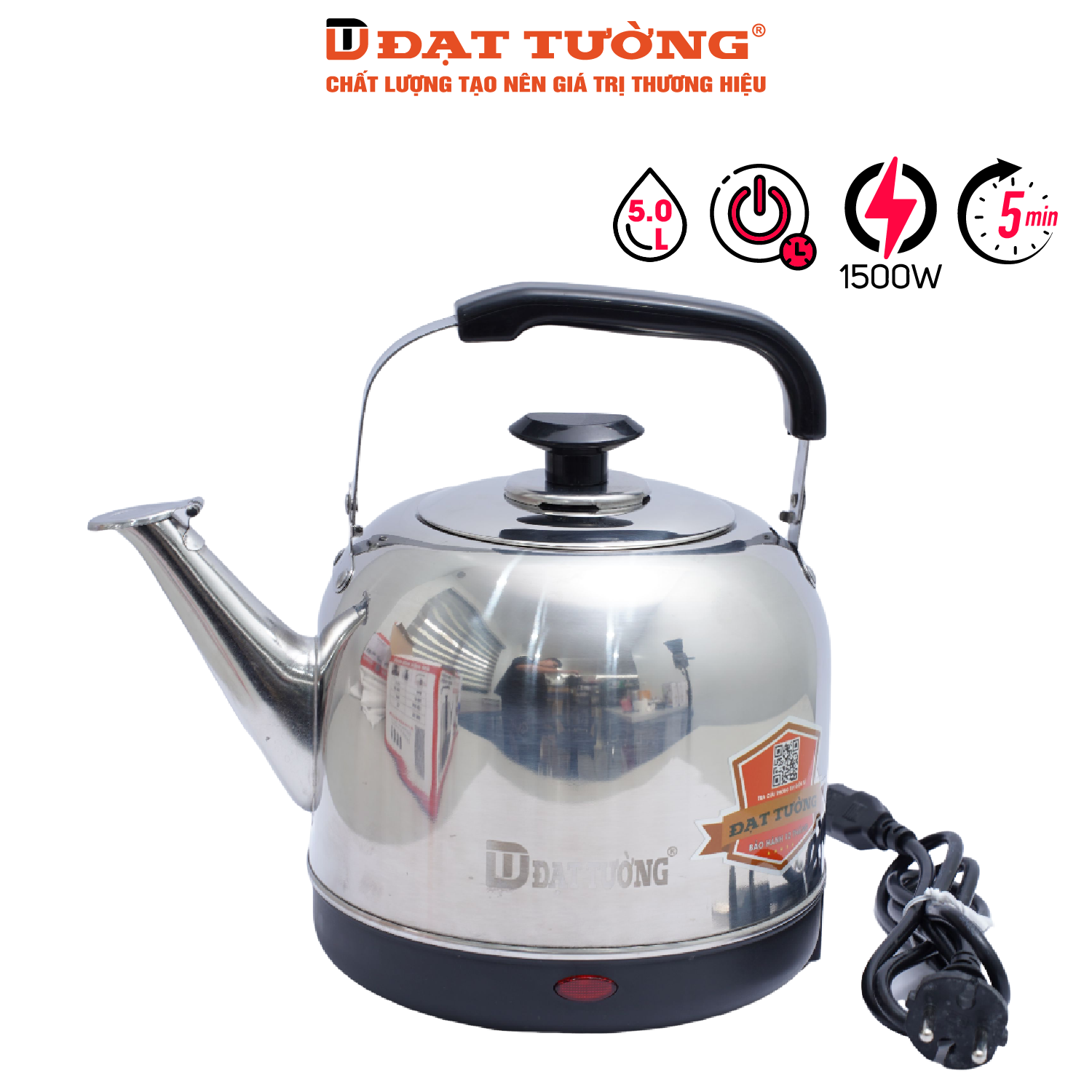 ẤM ĐIỆN ĐẾ LIỀN 4L ĐẠT TƯỜNG DTDL-09 - Hàng Chính Hãng