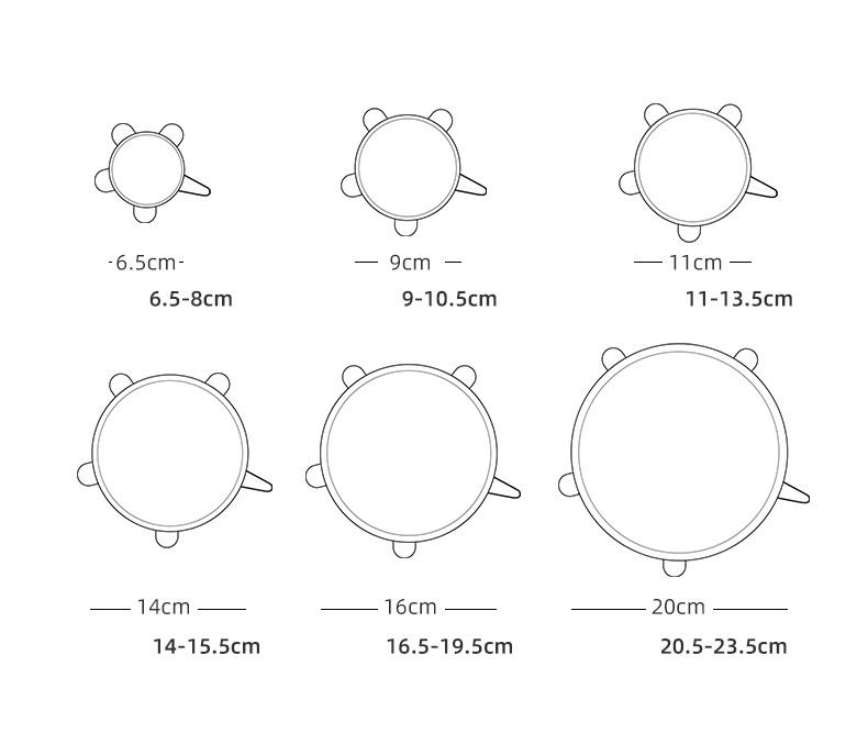 Set 6 Miếng Bọc Thực Phẩm Silicone Chịu Nhiệt Tốt ( 40*C - 230*C ) - 139G - Miễn Phí Vận Chuyển