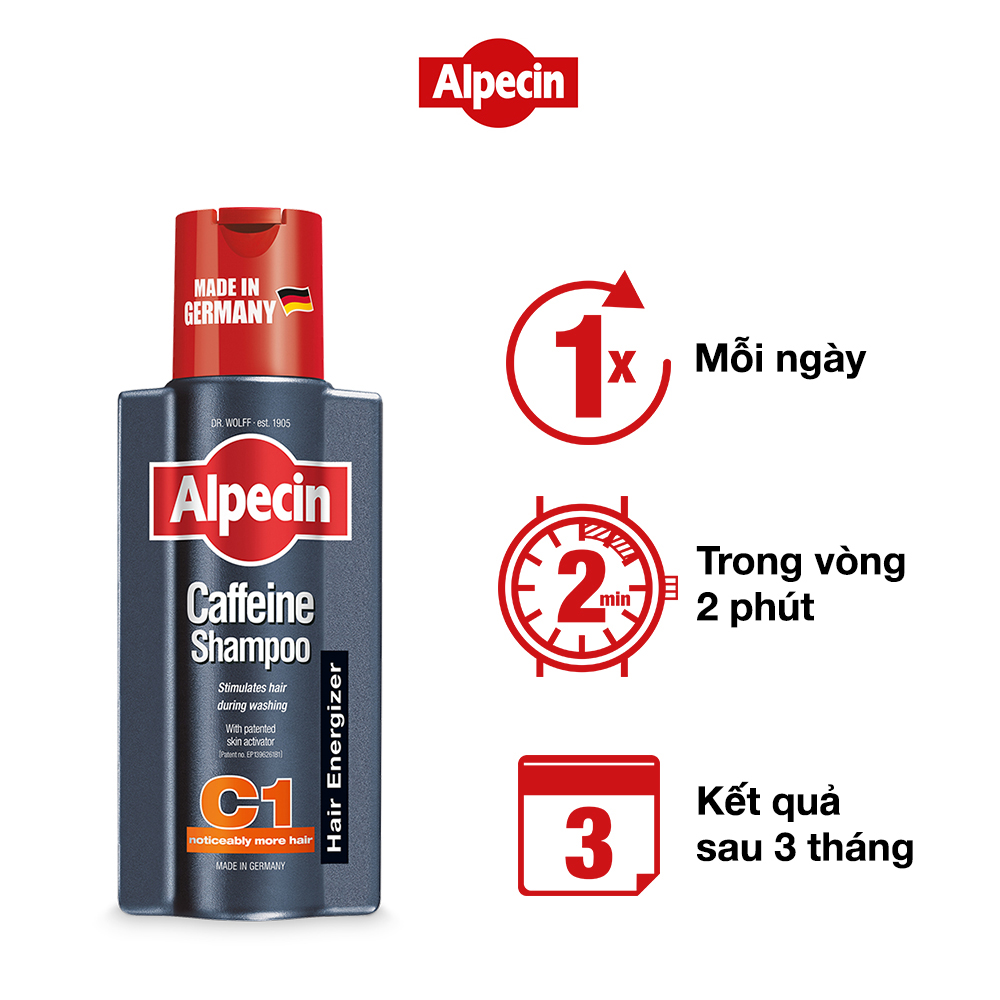 Mini size - Dầu gội Caffeine Alpecin C1 75ml giúp tóc mọc chắc khỏe, dầy hơn, dành cho nam