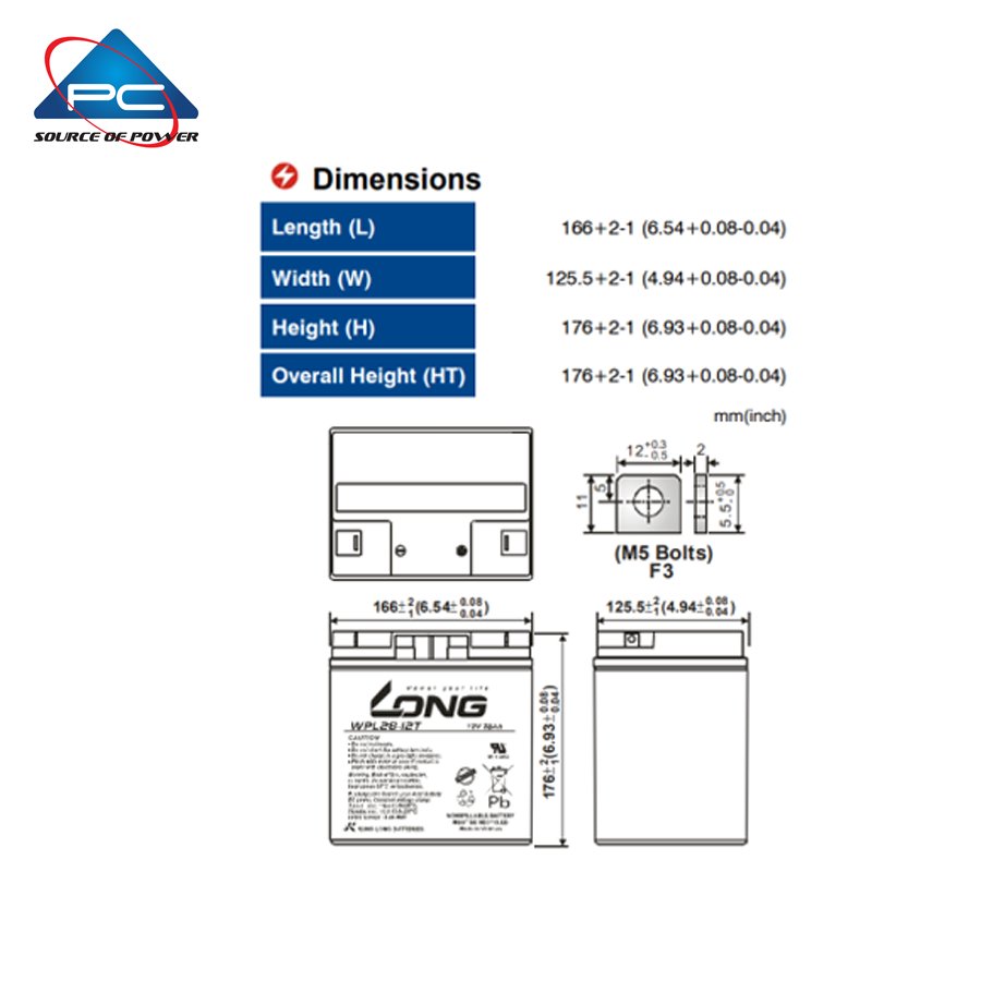 Ắc Quy LONG WPL28-12TN (12V-28AH)