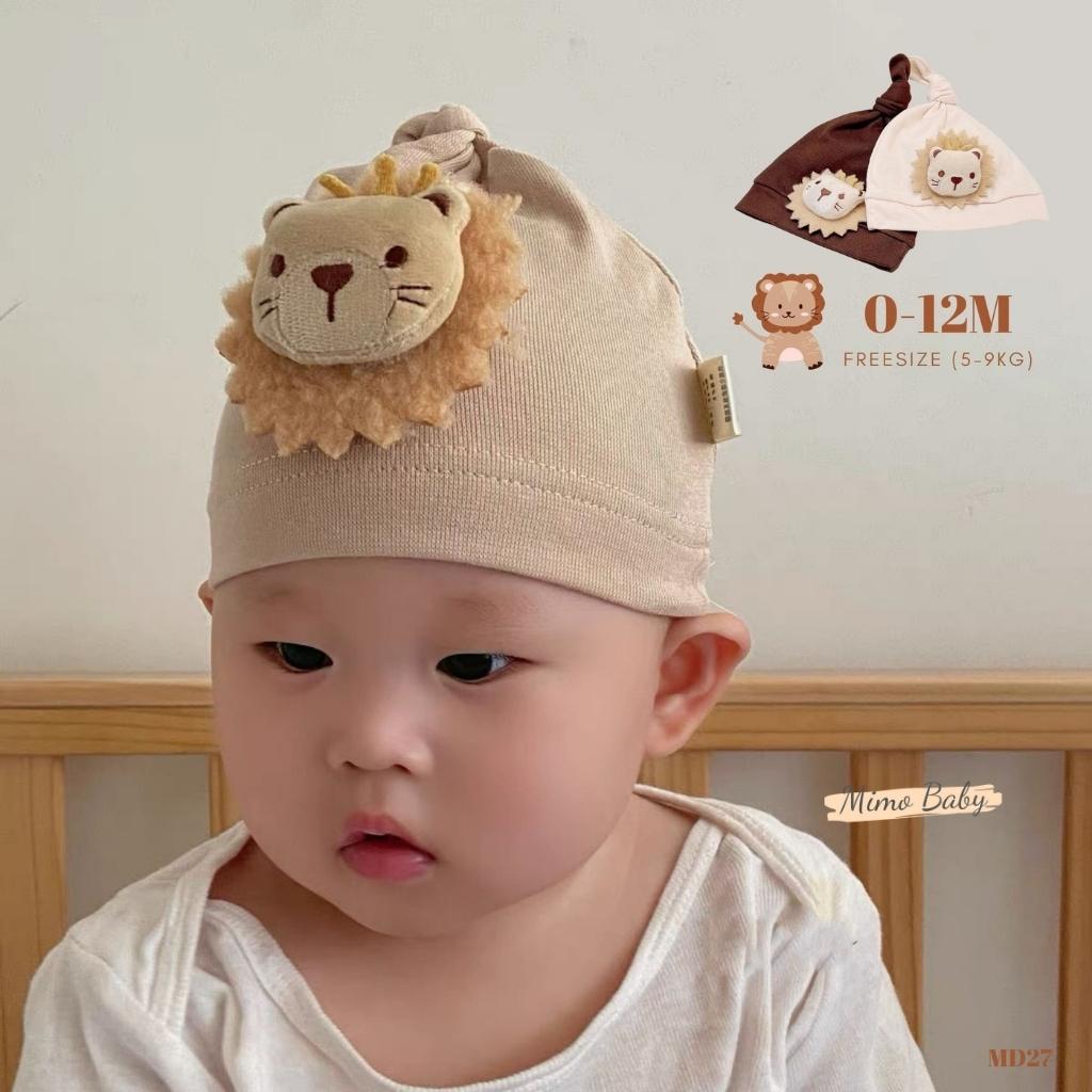 Mũ cotton thắt nút hình sư tử, hình hổ đáng yêu cho bé sơ sinh 5-9kg Mimo baby MD27