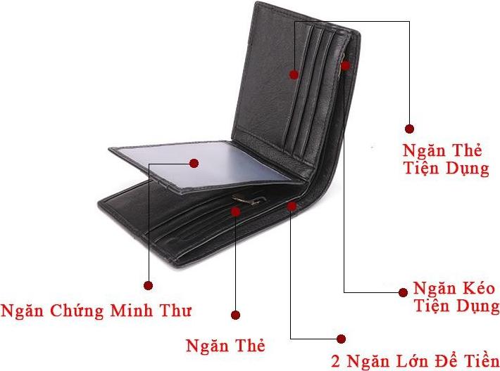 Ví Nam Da Bò Thật Có Ngăn Kéo Kèm Hộp Cao Cấp - B3
