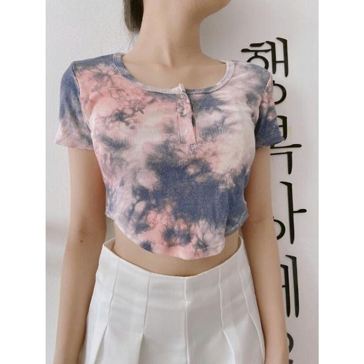 ÁO CROPTOP LOANG MÀU CỔ TRÒN
