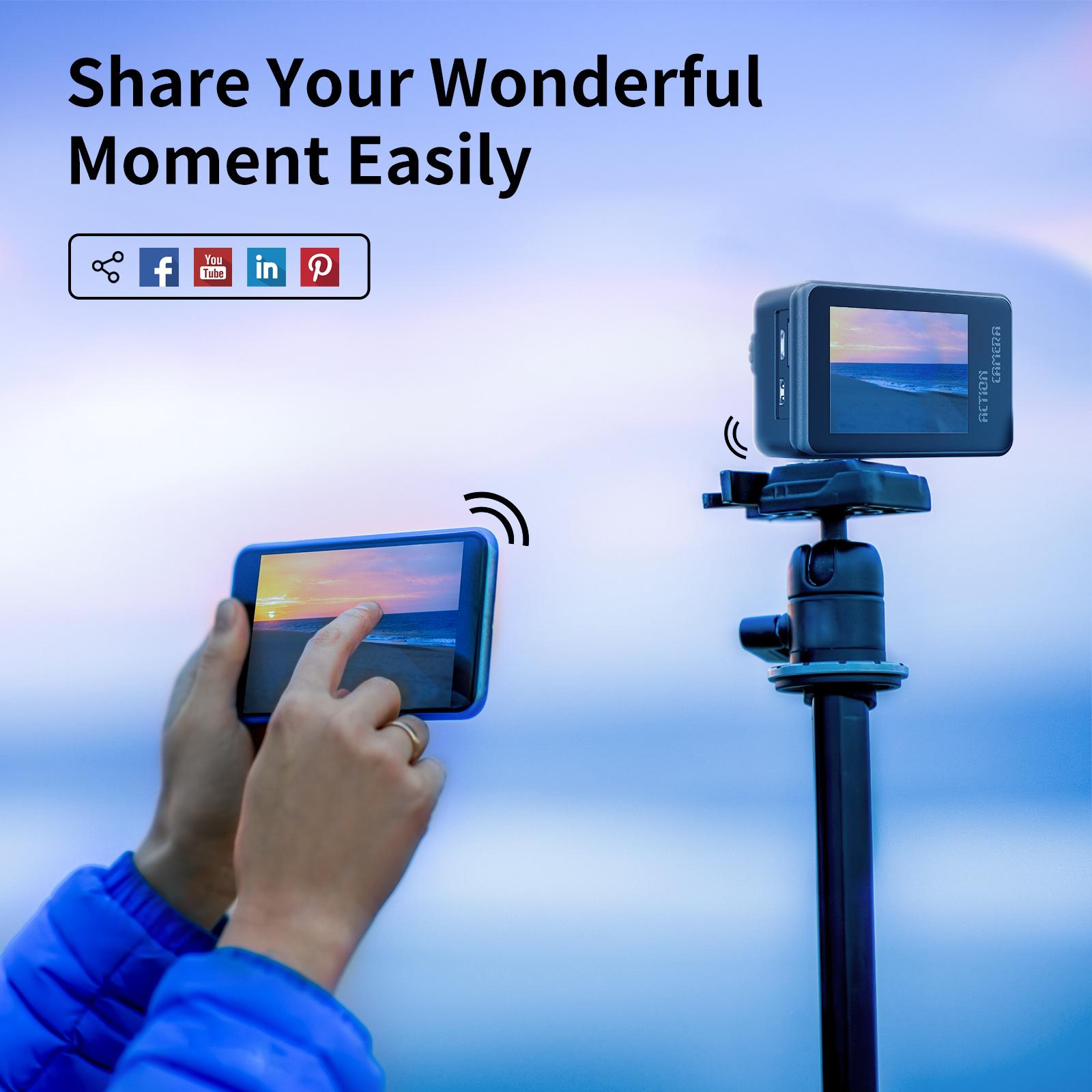 Camera hành động 5K 60fps EIS Video với điều khiển từ xa với ống kính bộ lọc tùy chọn 48MP ZOOM 1080P Webcam Vlog WiFi Camera hành động
