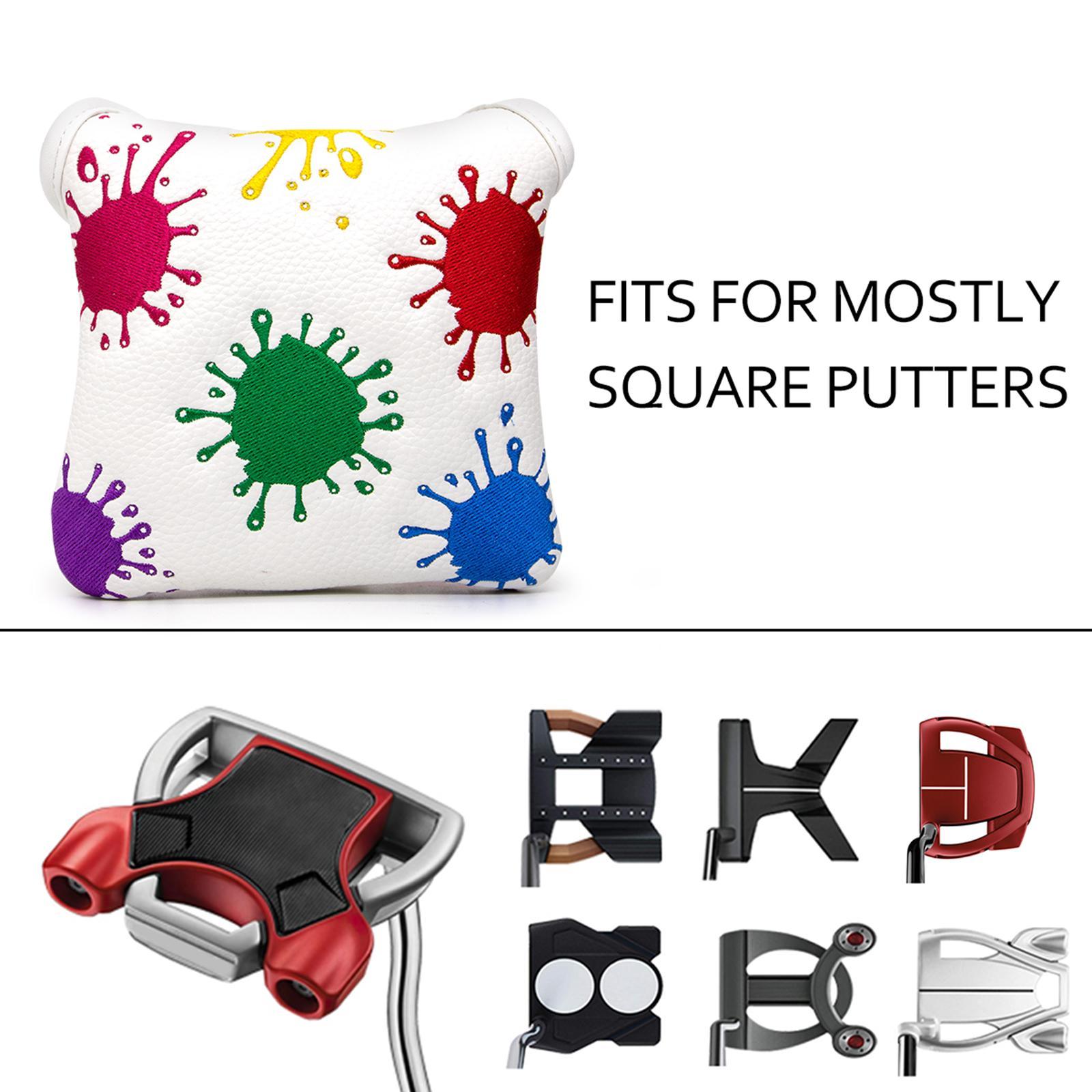 Pu Golf Putter Cover Half Mallet Head Cover Club Head Protector Guard Black