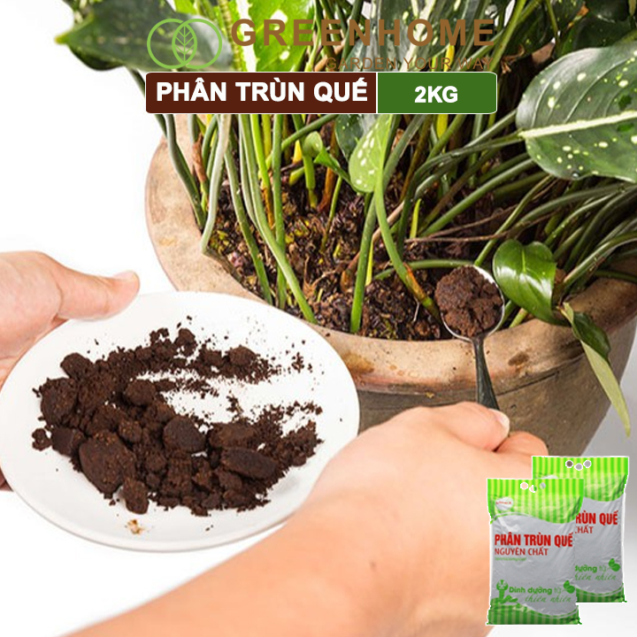 Phân Trùn Quế Greenhome, Lavamix, Bao 2kg, Nguyên Chất, Bổ Sung Dinh Dưỡng, Cải Tạo Đất, Hữu Cơ Tiện Lợi, Bón Rau, Hoa