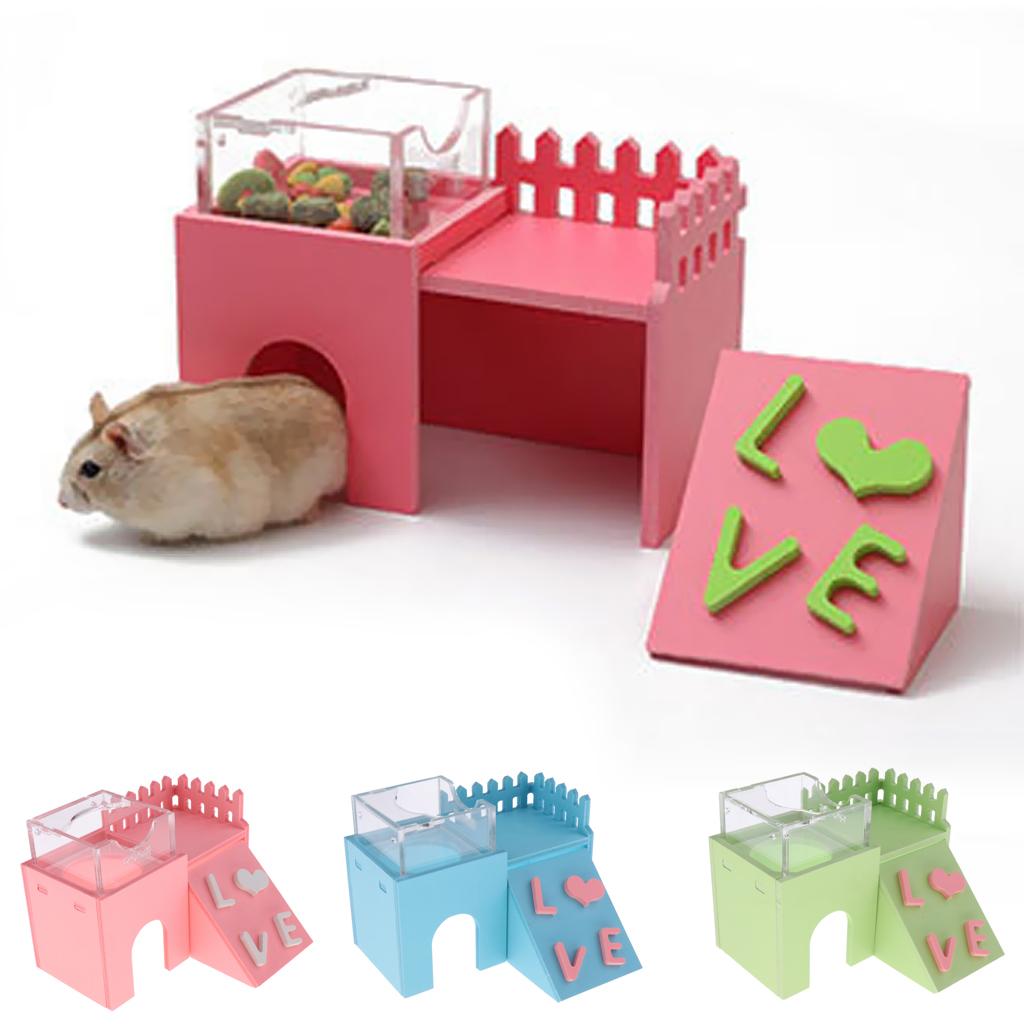 3 in 1 Hamster House Squirrel Sleeping Nest Bed Ladder Toy Feeder Bowl