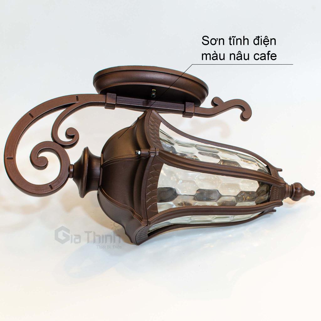 Đèn cột hiên ngoài trời GT6687, vỏ nhôm nhôm chao kính chống nước, chống côn trùng, kích thước 42cm x 24cm