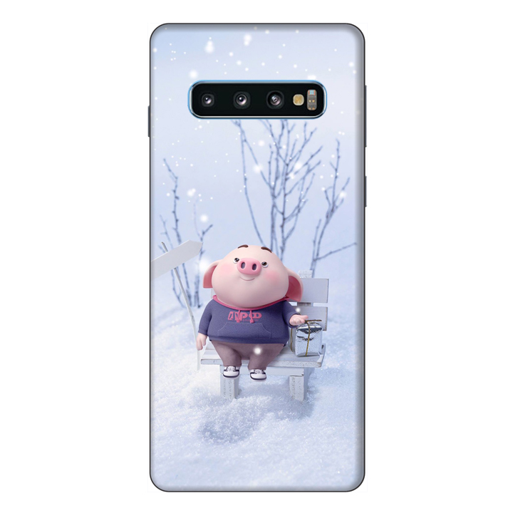 Ốp lưng điện thoại Samsung S10 Heo Con Trượt Tuyết