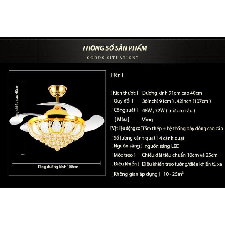 Quạt trần đèn dấu cánh, quạt trần trên nhà phòng tiếp khách G27,cánh cụp cánh xòe có 3 hình thức năng lượng quạt tàng hì