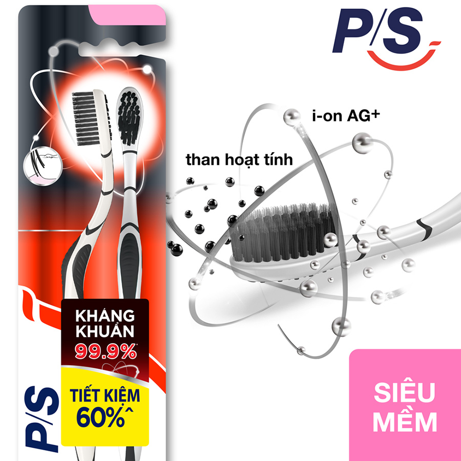 Combo Kem Đánh Răng P/S Than Hoạt Tính &amp; Tre 230G + Bộ 2 Bàn Chải Đánh Răng Than Hoạt Tính + P/S Nước Súc Miệng Pro-Complete 500Ml