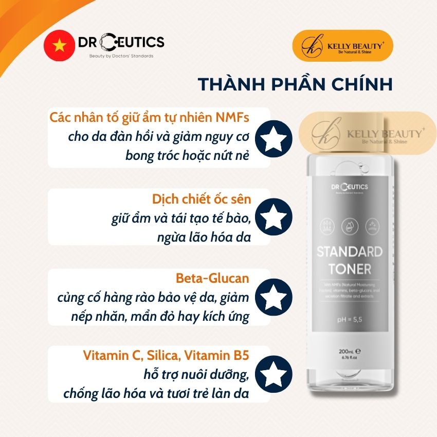 Standard Toner DrCeutics - Dung Dịch Cân Bằng Da, Cấp Ẩm Làm Dịu Mọi Làn Da - Kelly Beauty