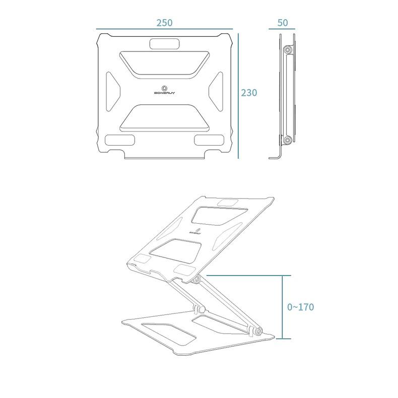 Giá đỡ để laptop stand notebook Macbook máy tính xách tay hợp kim nhôm có thể điểu chỉnh kiêm tản nhiệt P18