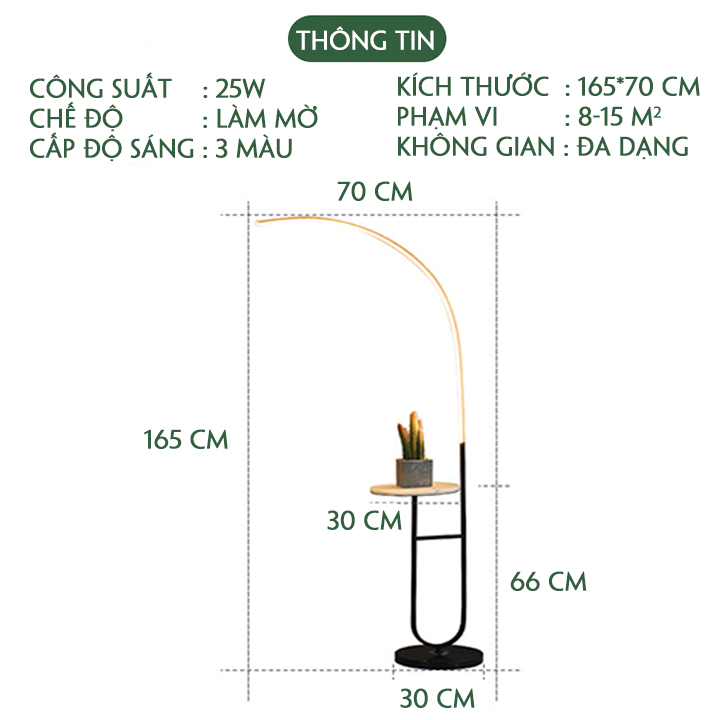 Đèn Cây Đứng Thẳng, Đèn Cây Trang Trí Phòng Khách, Phòng Ngủ Kiểu Dáng Đứng Sang Trọng Dáng Cong Có Kệ Decor Đá Cẩm Thạch