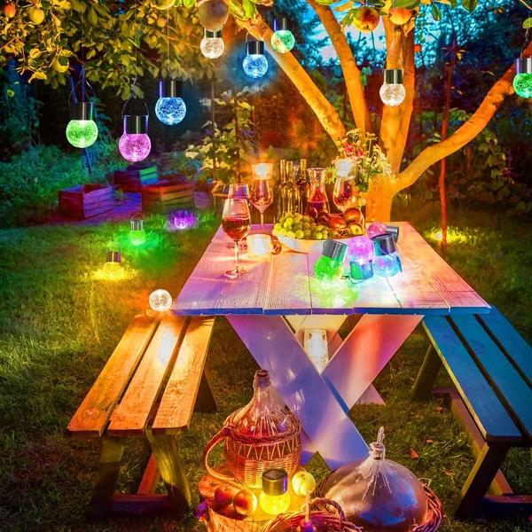 Bộ 4 Đèn LED Năng Lượng Mặt Trời Chống Thấm Nước Tiết Kiệm Năng Lượng Cho Sân Vườn