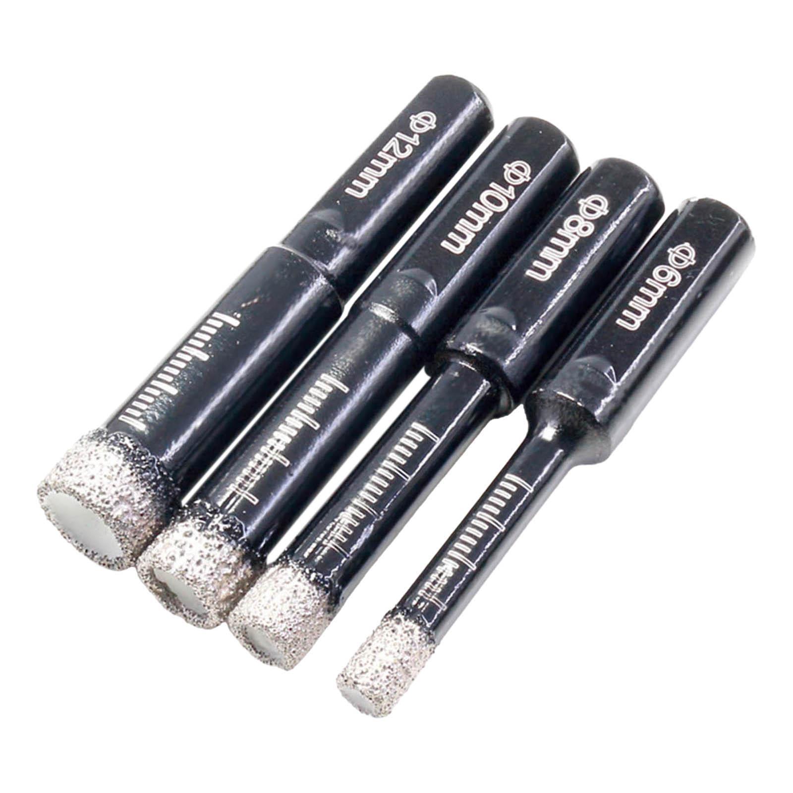 Dry Diamond Drill Bits Set 6/8/10/12mm Core Drill Bit Kit for Porcelain Marble Tile/Ceramic