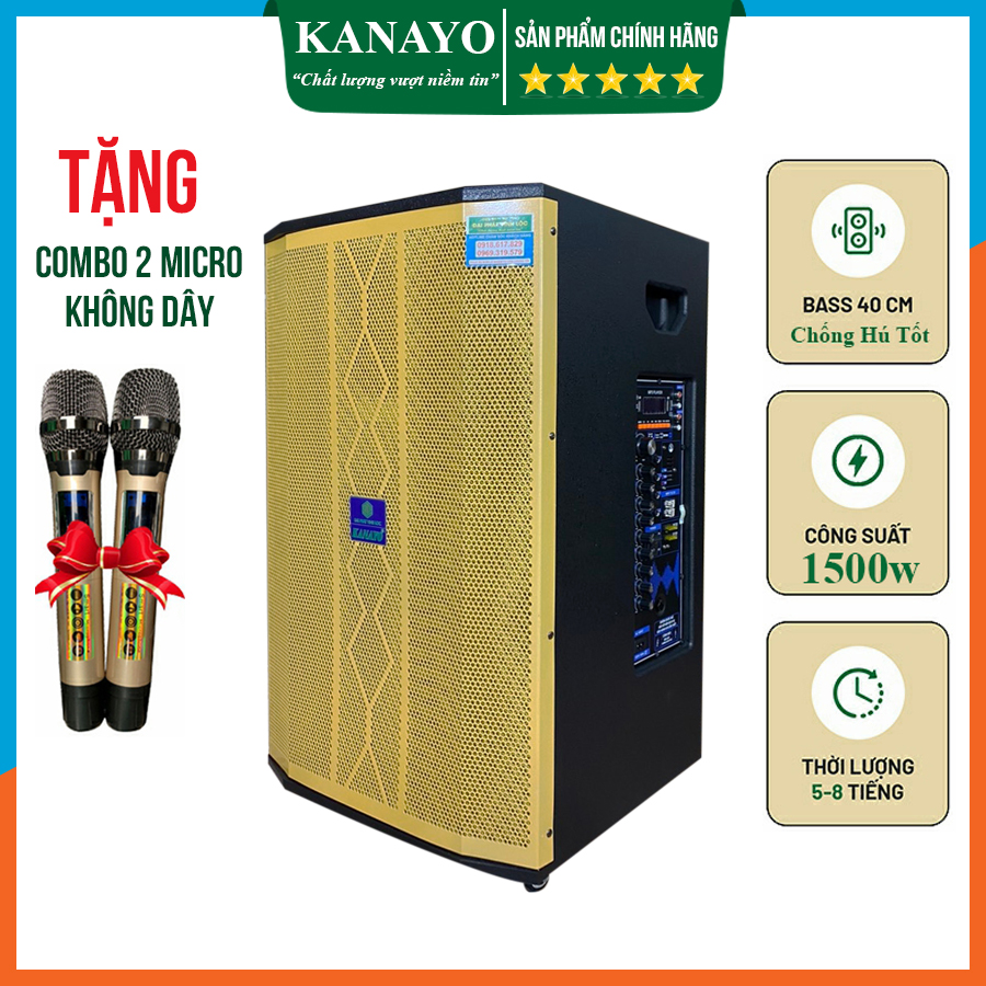 Loa Kéo Karaoke Kanayo K-1500 Bass 40 Công Suất Lớn 1500 Watt 3 Đường Tiếng | Hàng chính hãng, Chất lượng cao