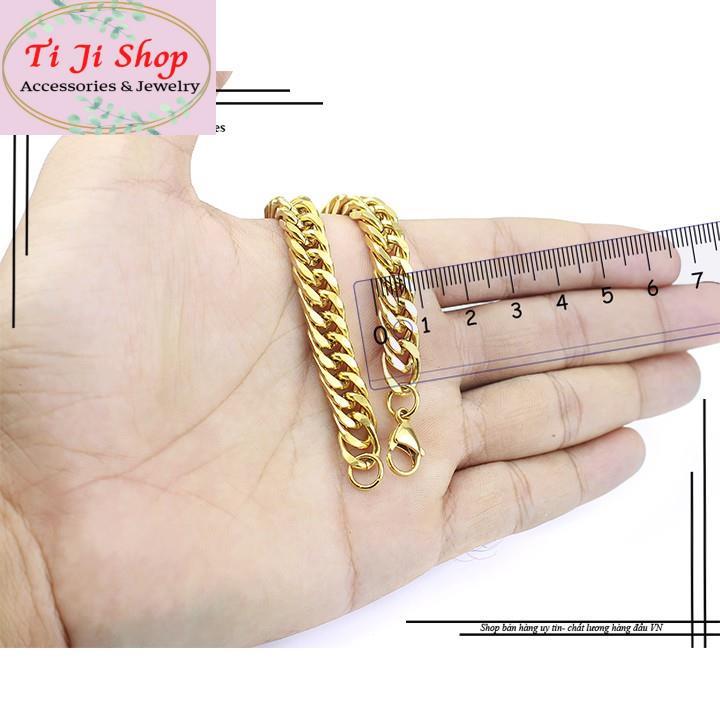 LẮC TAY NAM INOX MẠ VÀNG KIỂU LẶC ĐÔI 9mm đẹp mà chất