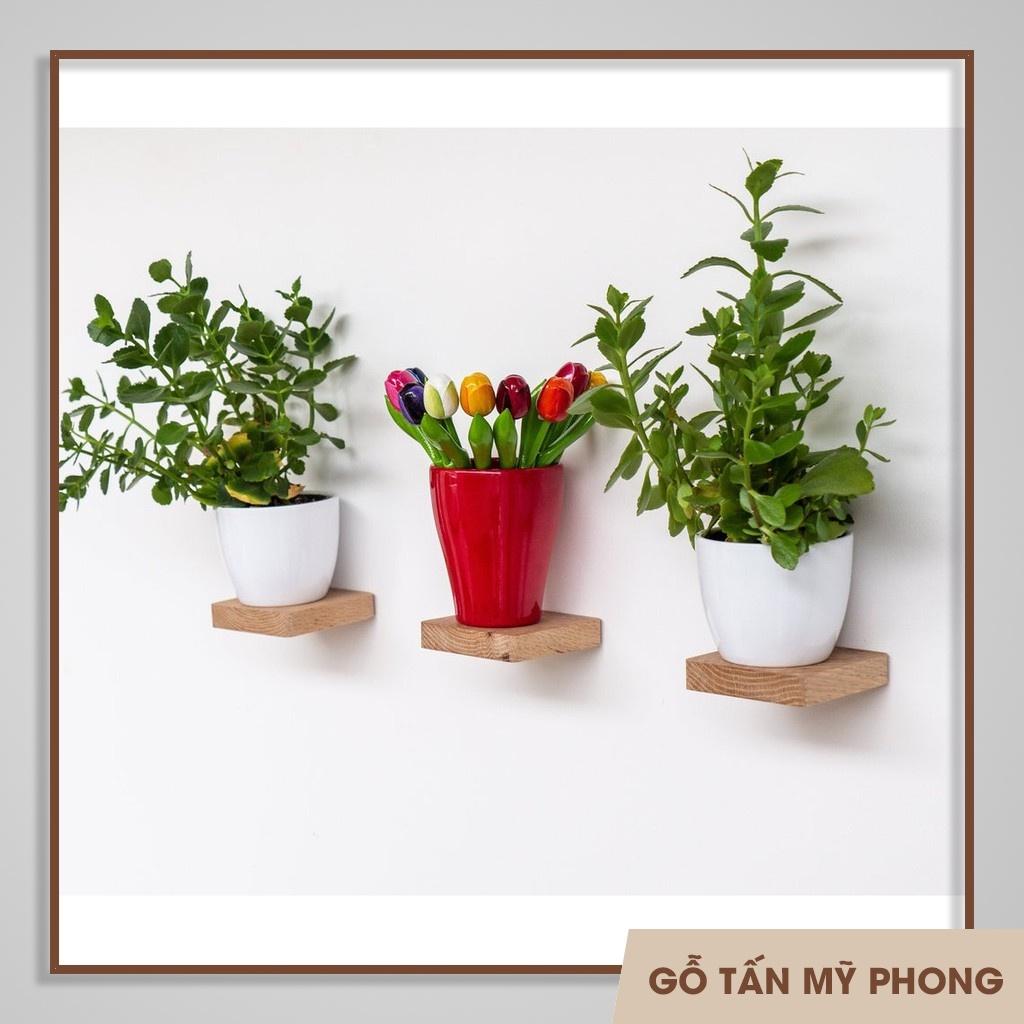Kệ gỗ tự nhiên vuông giấu chân gắn tường kích thước 15x15cm