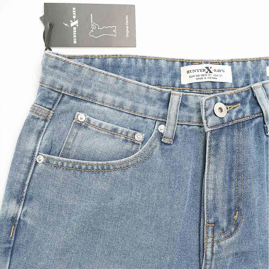 Quần Jeans Nam Cao Cấp HUNTER X-RAYS  Form Straight Cotton Màu Xanh Đậm - Hunter X-Rays D24