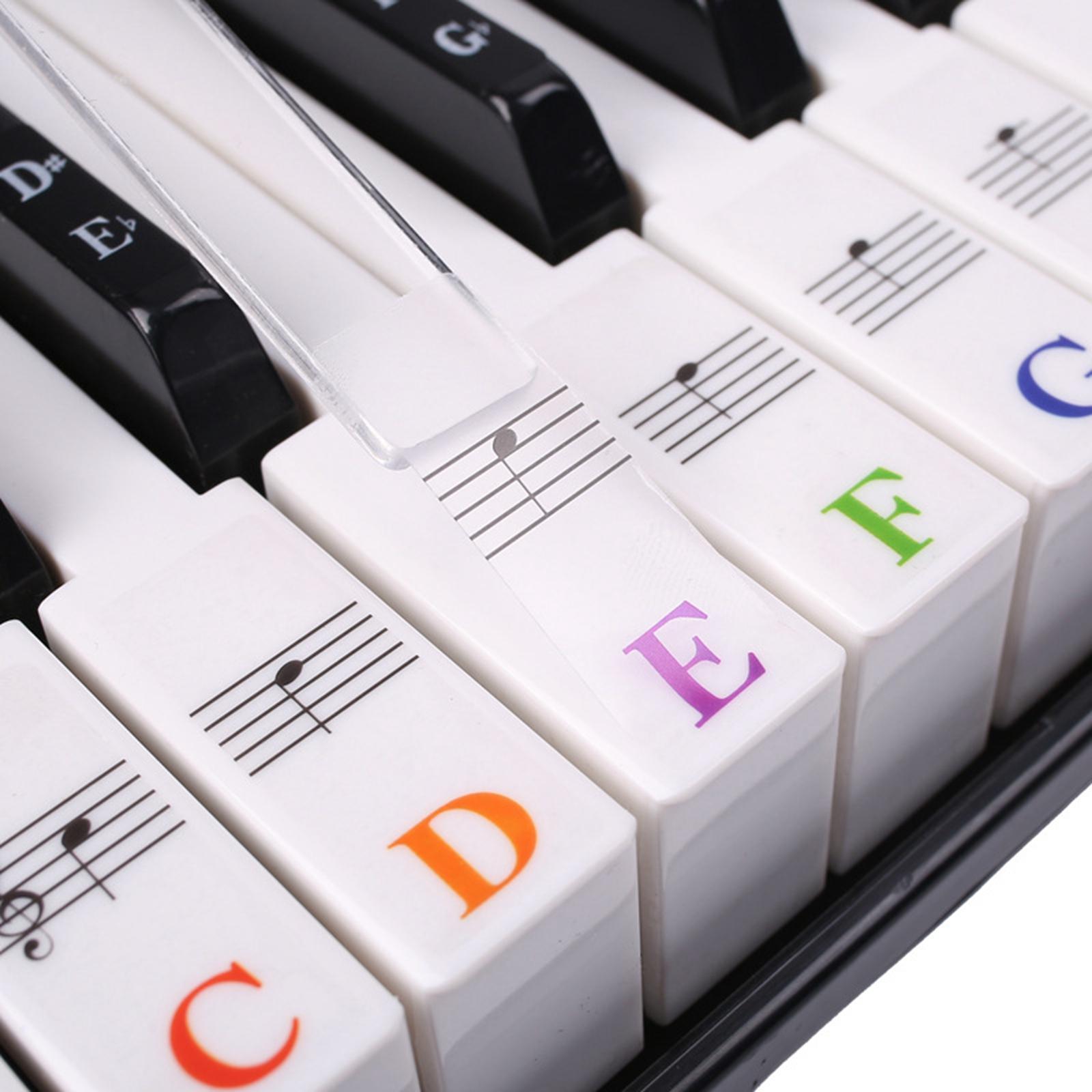 Piano Keyboard Sticker, Keyboard Decal, Music Note Labels, Colorful Bigger Letter Decal, Transparent Removable for 88 /61/ 54/ 49/37 Piano Keyboard